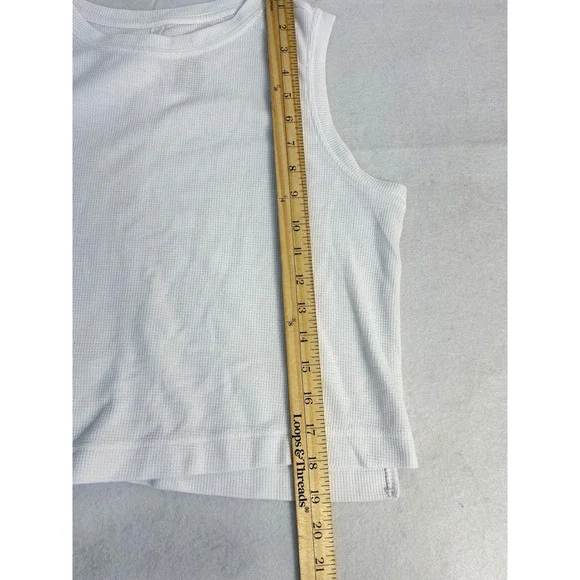 Athleisure Athletic Works Women L Blue White Running Shorts Waffle Knit Tank Set - Picture 8 of 12